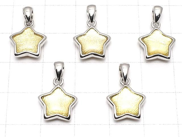 Pendentif étoile Météorite (Muonionalusta), 11x11mm, Or, Argent 925