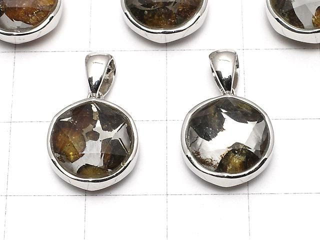 Kenyan Sericho Pallasite Meteorite Pendant, Both Sides Finished, 11mm, Sterling Silver 925
