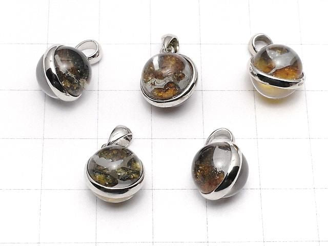 Pendentif Météorite Pallasite Sericho du Kenya Ronde 11mm Argent 925