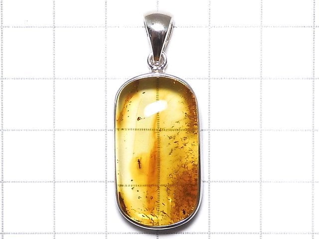 Pendentif en ambre de la Baltique et insecte en argent 925 Pièce unique n°103