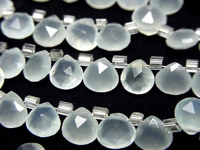 高品質海洋藍玉髓 AAA 栗子刻面水滴形 6x6mm 半串或 1 串珠子 (28 顆)