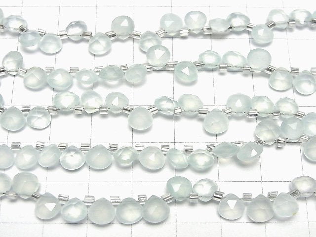 Hochwertiger See Blau Chalcedon AAA Kastanie facettierte Briolette 6x6mm halb oder 1strang Perlen (28 Stück)