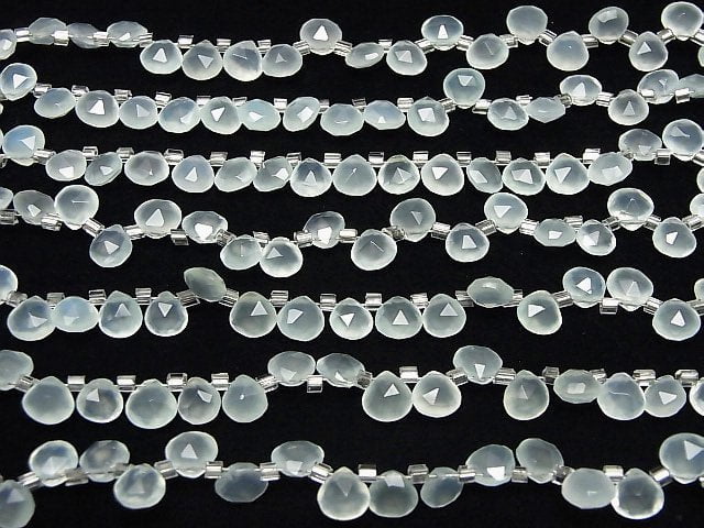 Hochwertiger See Blau Chalcedon AAA Kastanie facettierte Briolette 6x6mm halb oder 1strang Perlen (28 Stück)