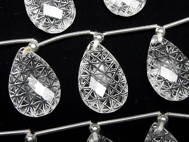 High Quality Crystal AAA Carved Faceted Pear Shape 1strand beads (5pcs)
