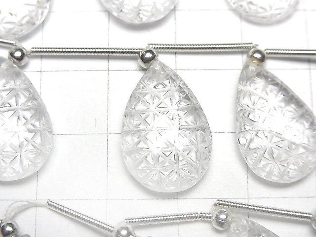 High Quality Crystal AAA Carved Faceted Pear Shape 1strand beads (5pcs)