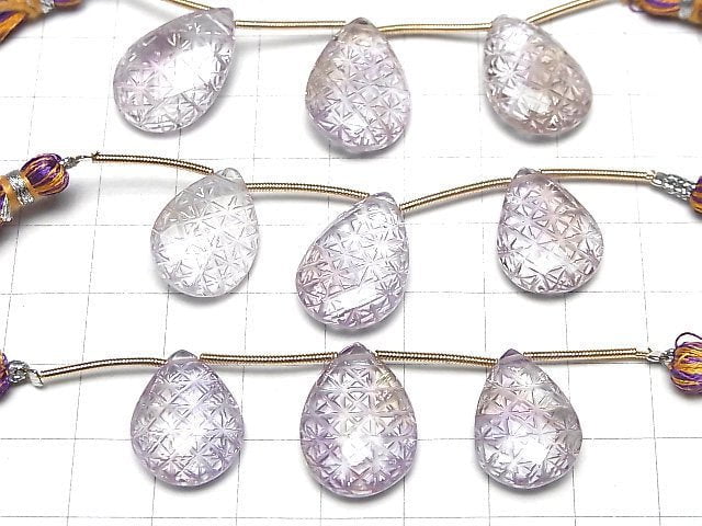 Hochwertiger Amethyst x Citrin AAA geschnitzte facettierte Birnenform 1strang Perlen (3 Stück)