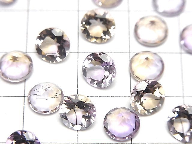 高品質紫水晶x黃水晶 AAA 圓形刻面裸石 7x7mm 3顆