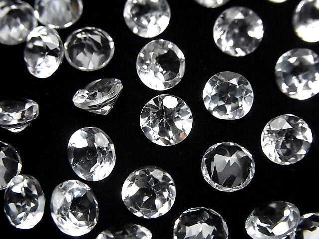 高品質白色托帕石 AAA 級圓刻面裸石 7x7mm 5 顆