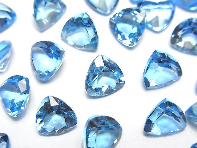高品質瑞士藍拓帕石 AAA 裸石 三角形刻面 8x8mm 1顆