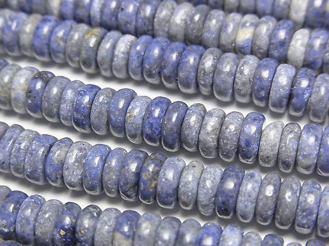藍色海綿珊瑚算盤珠 6x6x2mm 1串珠子 (約15英吋/37公分)