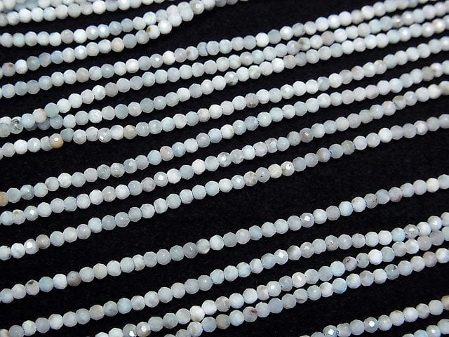 Hochwertig! Larimar Pectolith AA facettierte Runde 2mm 1strang Perlen (ca. 15 Zoll/37 cm)