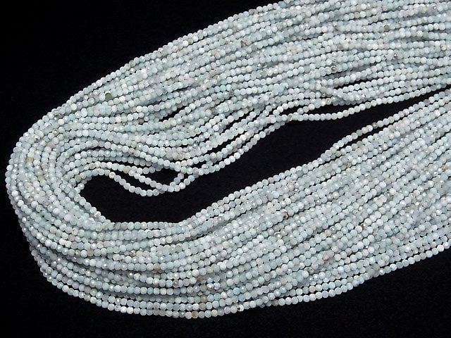 Hochwertig! Larimar Pectolith AA facettierte Runde 2mm 1strang Perlen (ca. 15 Zoll/37 cm)