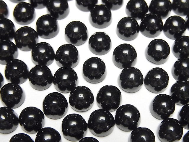 黑水晶AAA級圓形蛋面刻面6x6mm 4顆