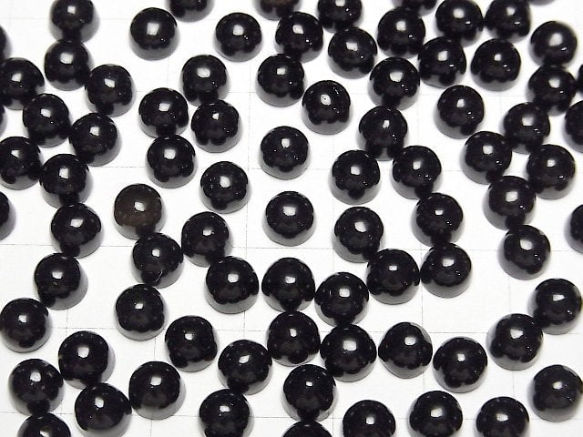 Morion Kristallquarz AAA- Rund Cabochon 6x6mm 4 Stück