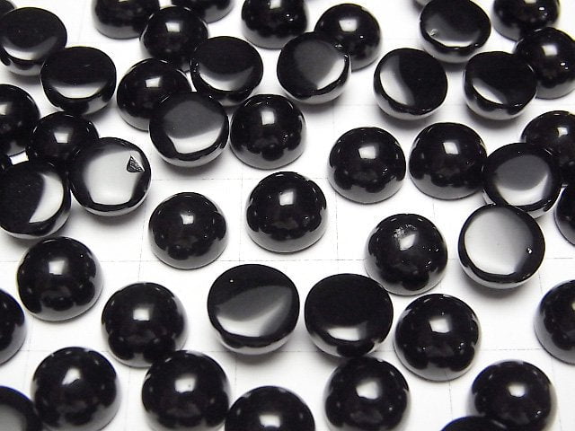 Quartz Morion Cristal AAA- Cabochon rond 8x8mm 3pcs