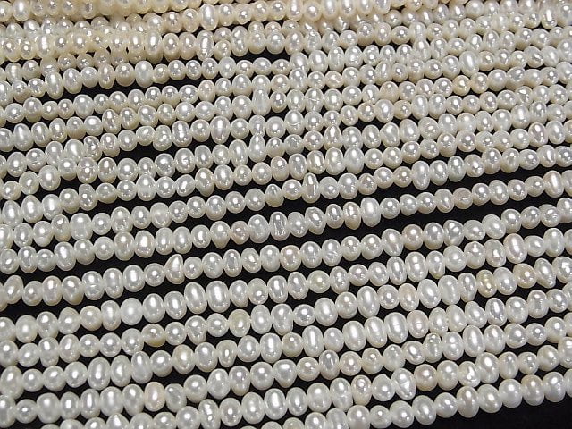 Süßwasserperle AA++ Kartoffel 4-4,5mm Weiß 1 Strang Perlen (ca. 14 Zoll/34 cm)