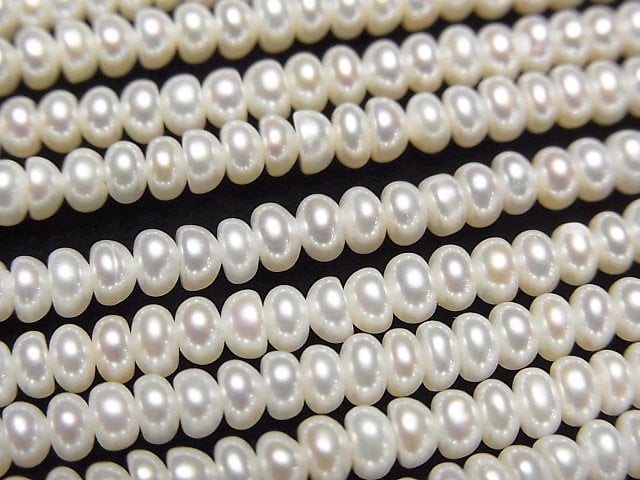 淡水珍珠 AAA 白色算盤珠 3.5x3.5x2mm 半串或一串珠子 (約15英吋/37公分)