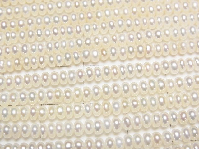淡水珍珠 AAA 白色算盤珠 3.5x3.5x2mm 半串或一串珠子 (約15英吋/37公分)