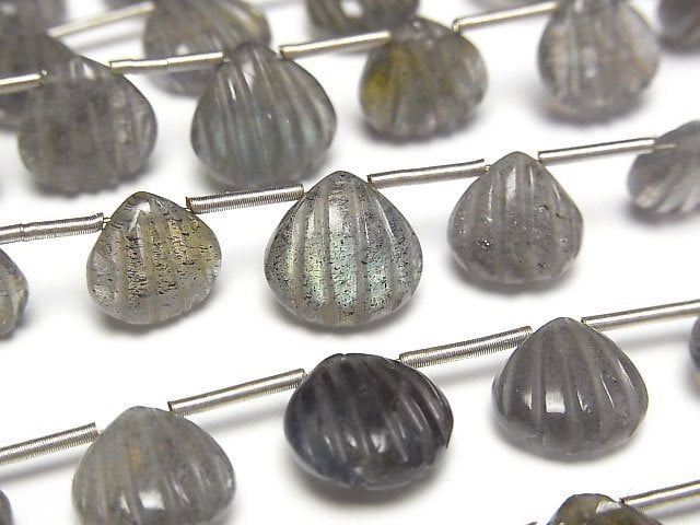 高品質拉長石 AA++ 雕刻栗子 1串珠子 (約6英寸/15公分)