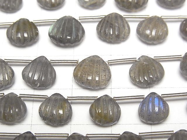 高品質拉長石 AA++ 雕刻栗子 1串珠子 (約6英寸/15公分)