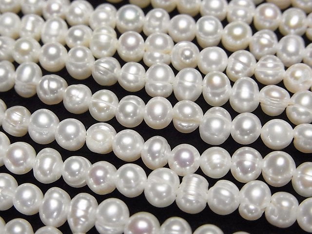 淡水珍珠 AA 白色馬鈴薯形 4-5mm 一串珠子 (約14英吋/34公分)