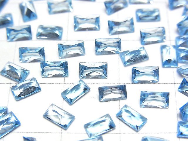 高品質瑞士藍托帕石 AAA 裸石 公主方形切割 5x3毫米 5顆