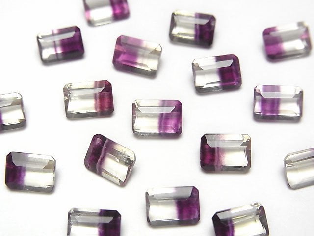 高品質雙色螢石 AAA 刻面長方形裸石 7x5mm 1顆