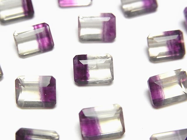 High Quality Bi-color Fluorite AAA Loose stone Rectangle Faceted 8x6mm 1pc