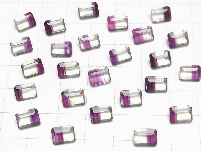 Hochwertiger Bicolor-Fluorit AAA lose Steine rechteckig facettiert 8x6mm 1Stück
