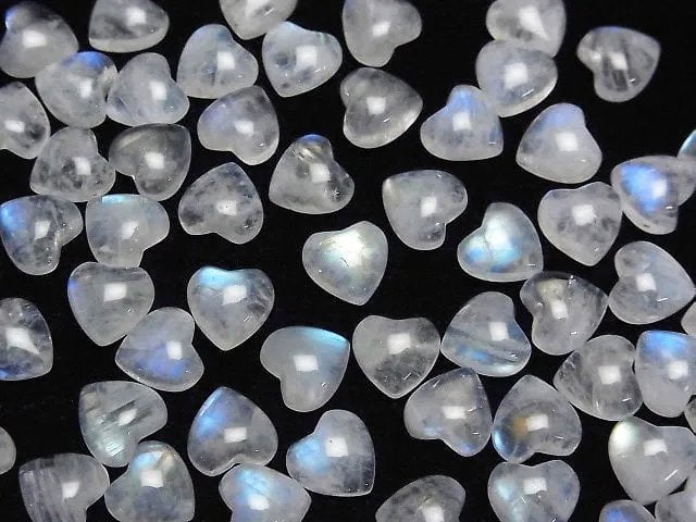 Regenbogen-Mondstein AA++ Herz-Cabochon 7.5x8mm 2Stücke