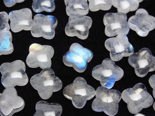 彩虹月光石 AA++ 花卉圖案蛋面 9.5x9.5mm 2顆
