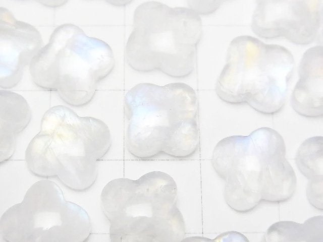 Rainbow Moonstone AA++ Flower Motif Cabochon 12x12mm 2pcs