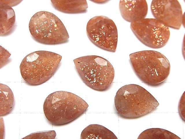 Hochwertiger Sonnenstein AA++ lose Steine Birnenform facettiert 14x10mm 2 Stück