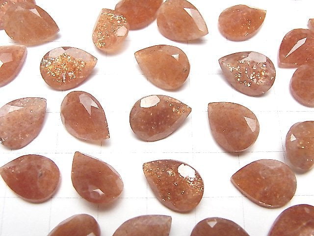 Hochwertiger Sonnenstein AA++ lose Steine Birnenform facettiert 14x10mm 2 Stück