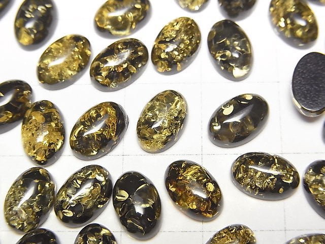 裂紋黑色琥珀橢圓形蛋面 9x6mm 5顆