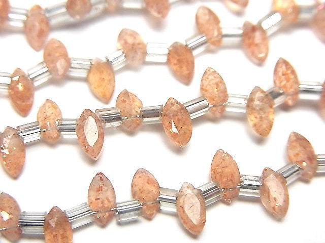 高品質太陽石 AA++ 刻面馬眼形 6x3mm 1串珠子 (18顆)