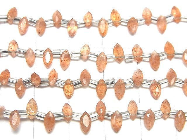 Hochwertiger Sonnenstein AA++ Marquise facettiert 6x3mm 1 Strang Perlen (18 Stück)