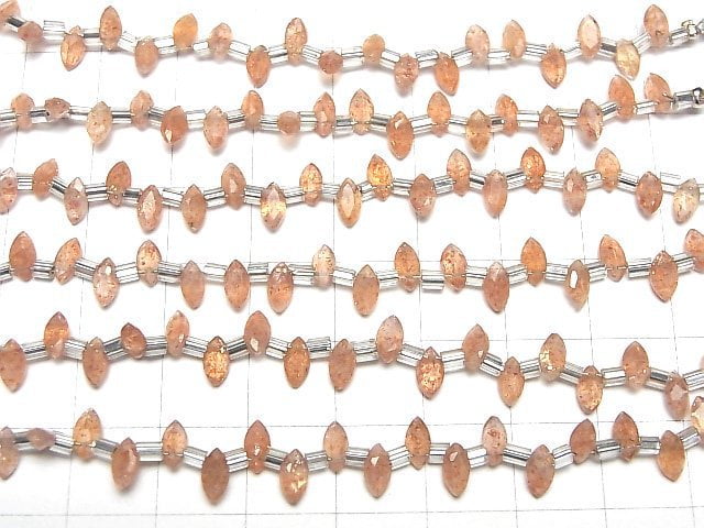 Hochwertiger Sonnenstein AA++ Marquise facettiert 6x3mm 1 Strang Perlen (18 Stück)