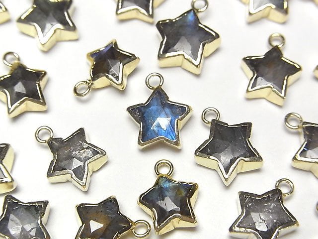 拉長石星星吊飾 金色 2個