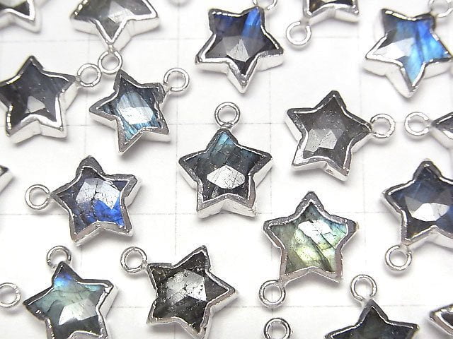 拉長石星星吊飾 銀色 2個