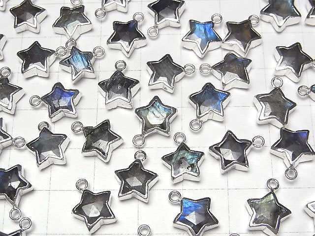 Labradorit Stern Charm silberfarbig 2 Stück
