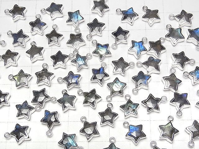 Labradorit Stern Charm silberfarbig 2 Stück