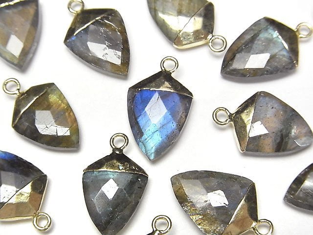 刻面梨形拉長石墜飾,金色,2個
