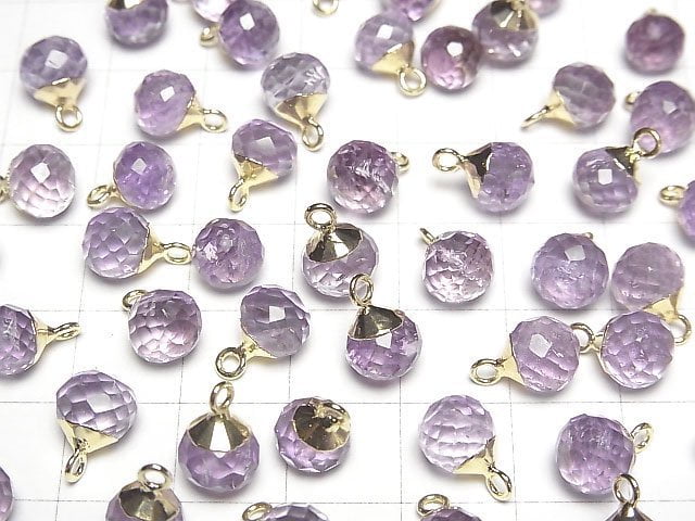 Amethyst Zwiebel Facettierte Briolette Charm Goldfarbe 2 Stück