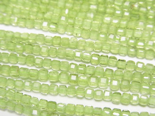 高品質!橄欖石 AAA - 立方體形狀 2x2x2mm 一串珠子 (約 15 英寸/37 公分)