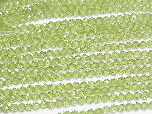 Hochwertig! Peridot AAA Facettiert Rund 3.5-4mm Halb oder 1 Strang Perlen (ca. 15 Zoll/37 cm)