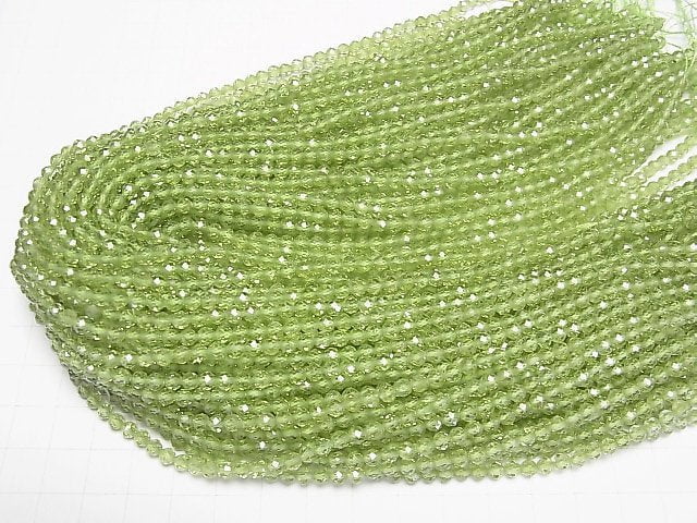 Hochwertig! Peridot AAA Facettiert Rund 3.5-4mm Halb oder 1 Strang Perlen (ca. 15 Zoll/37 cm)