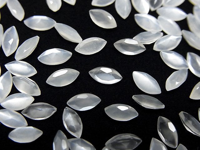 高品質白色月光石 AAA 刻面馬眼形裸石 6x3mm 5顆