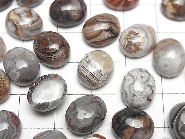 Laguna Lace Achat ovaler Cabochon 12x10mm 2 Stück
