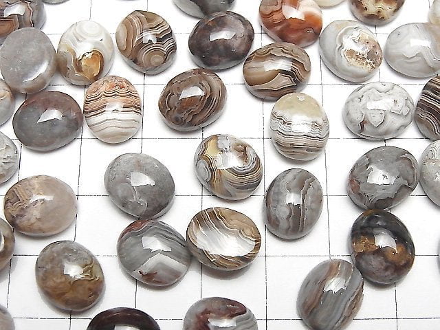Laguna Lace Achat ovaler Cabochon 12x10mm 2 Stück